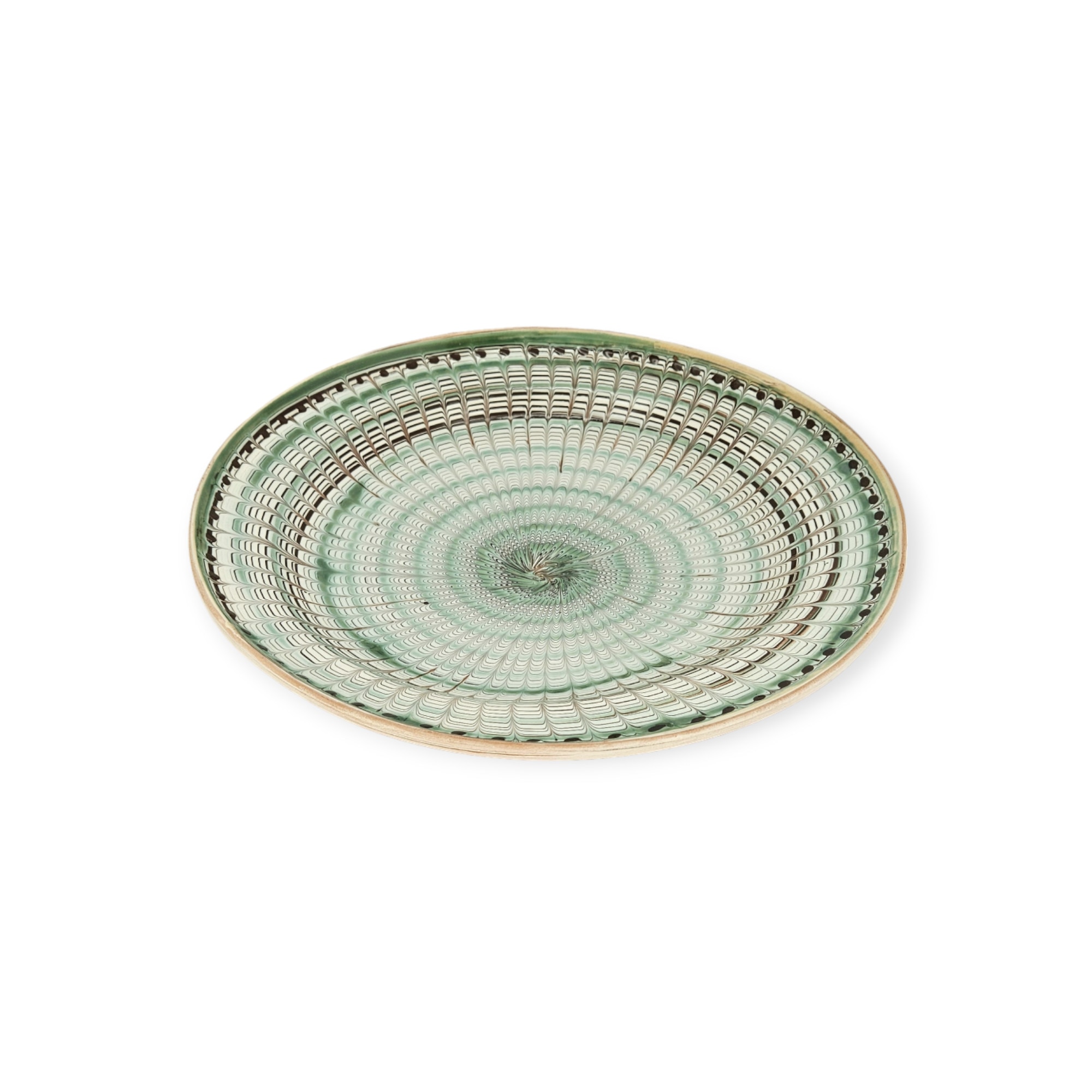 Farfurie CERAMICA DE HOREZU, model Taier Traditional 30-33 cm, culoare Verde, utilizare universală