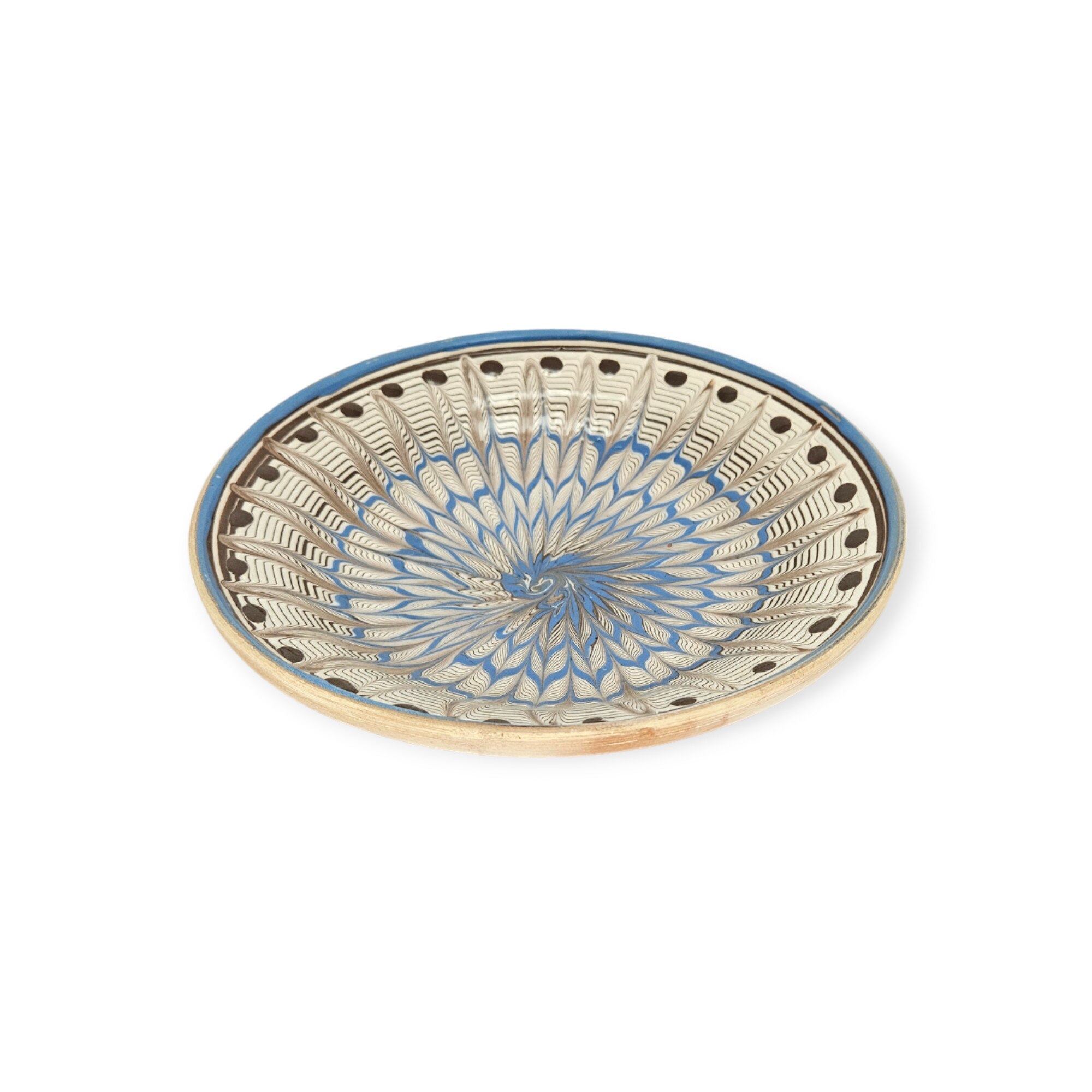 Farfurie CERAMICA DE HOREZU model Spic, culoare Albastru, 22cm