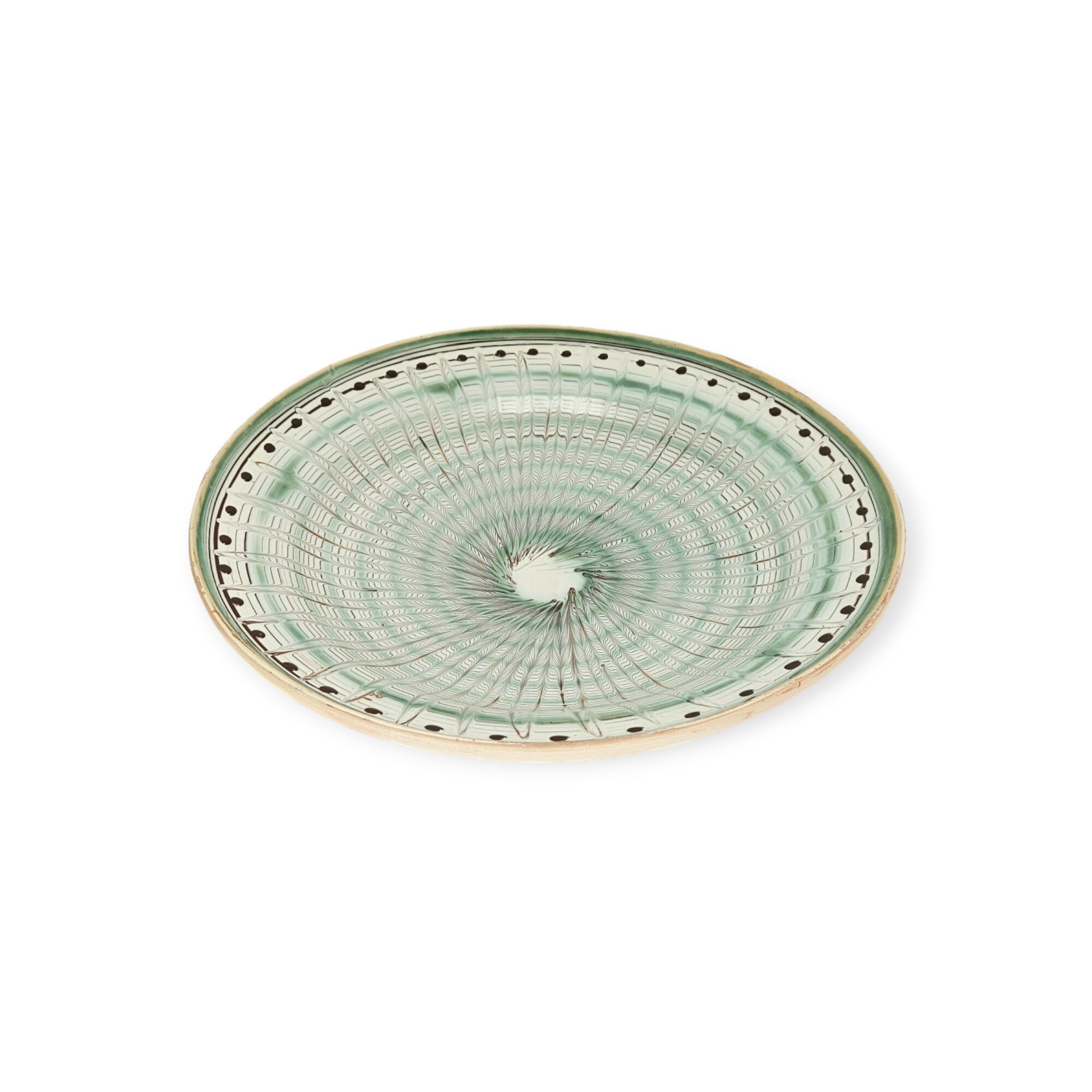 Farfurie CERAMICA DE HOREZU model Taier Traditional 30-33 cm, verde, ceramică