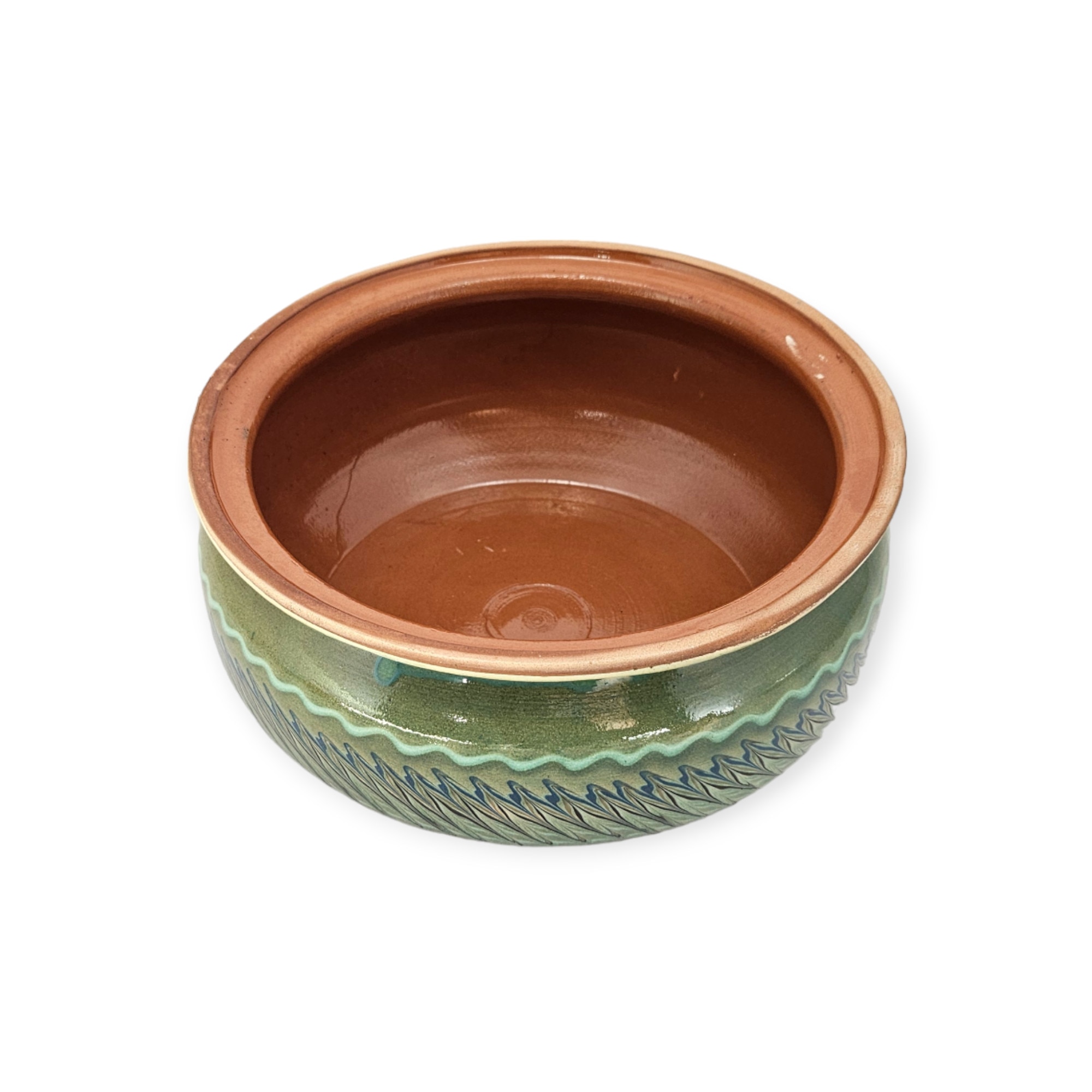 Vas termorezistent, CERAMICA DE HOREZU, 2 litri, verde, model spic