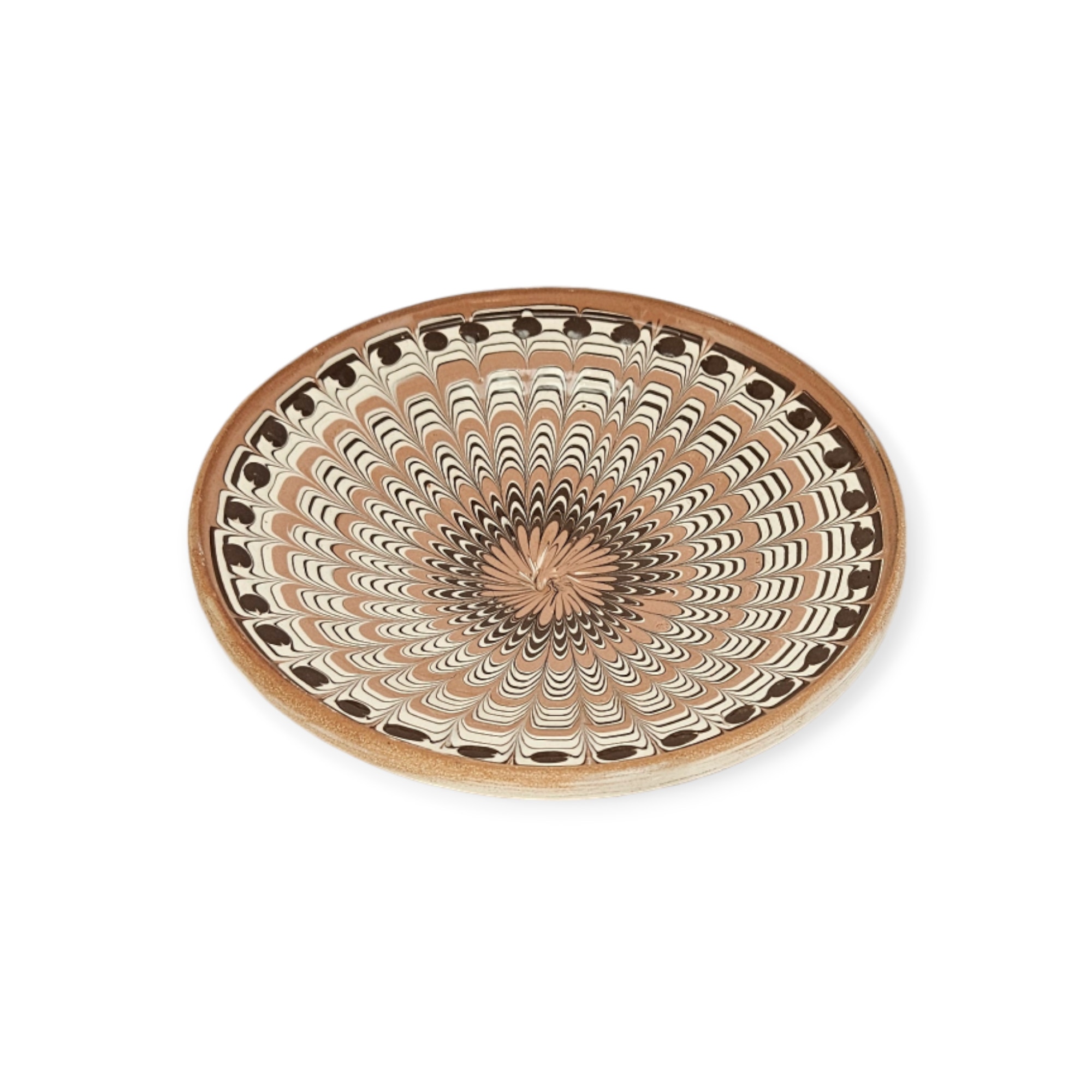 Farfurie CERAMICA DE HOREZU model Coadă de Păun, rou, 15cm