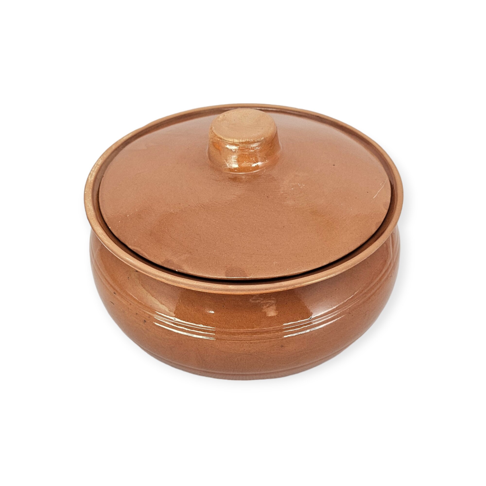 vas de cuptor - oala de saramale, CERAMICA DE HOREZU, natur 3 litri cu capac