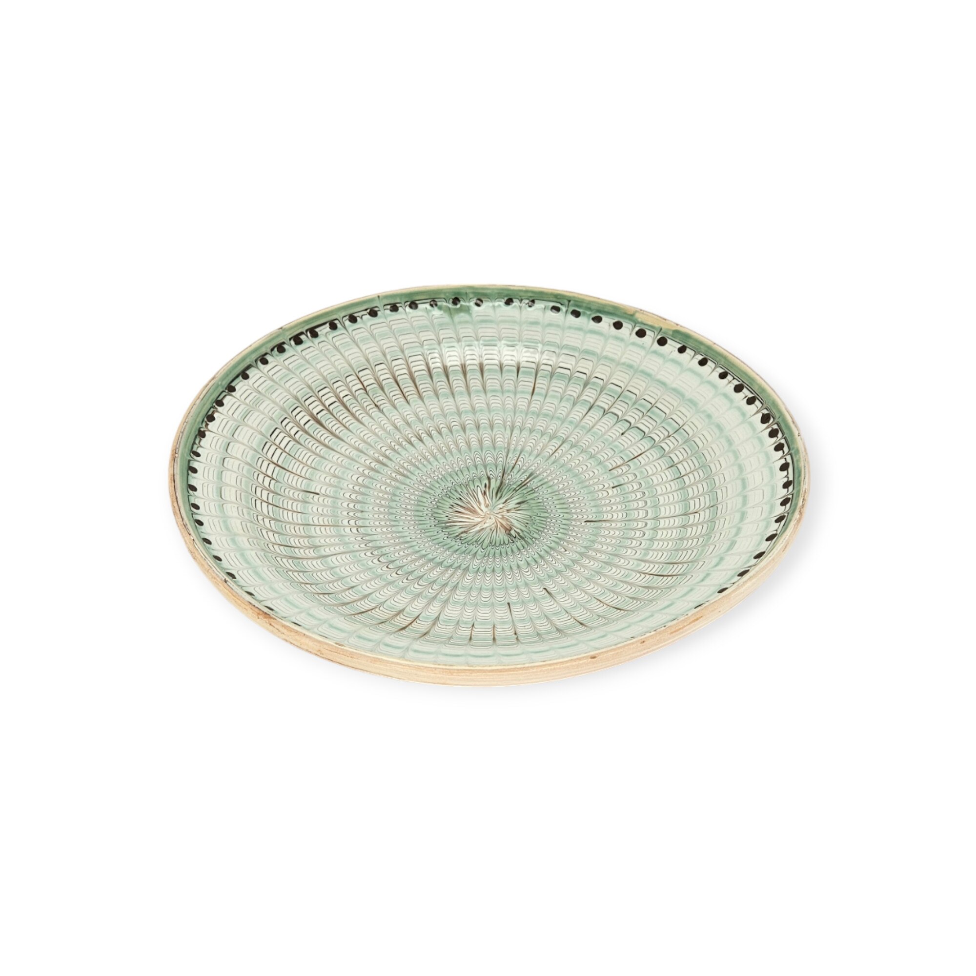 Farfurie CERAMICA DE HOREZU model Taier Traditional 27-30 cm, verde, ceramică