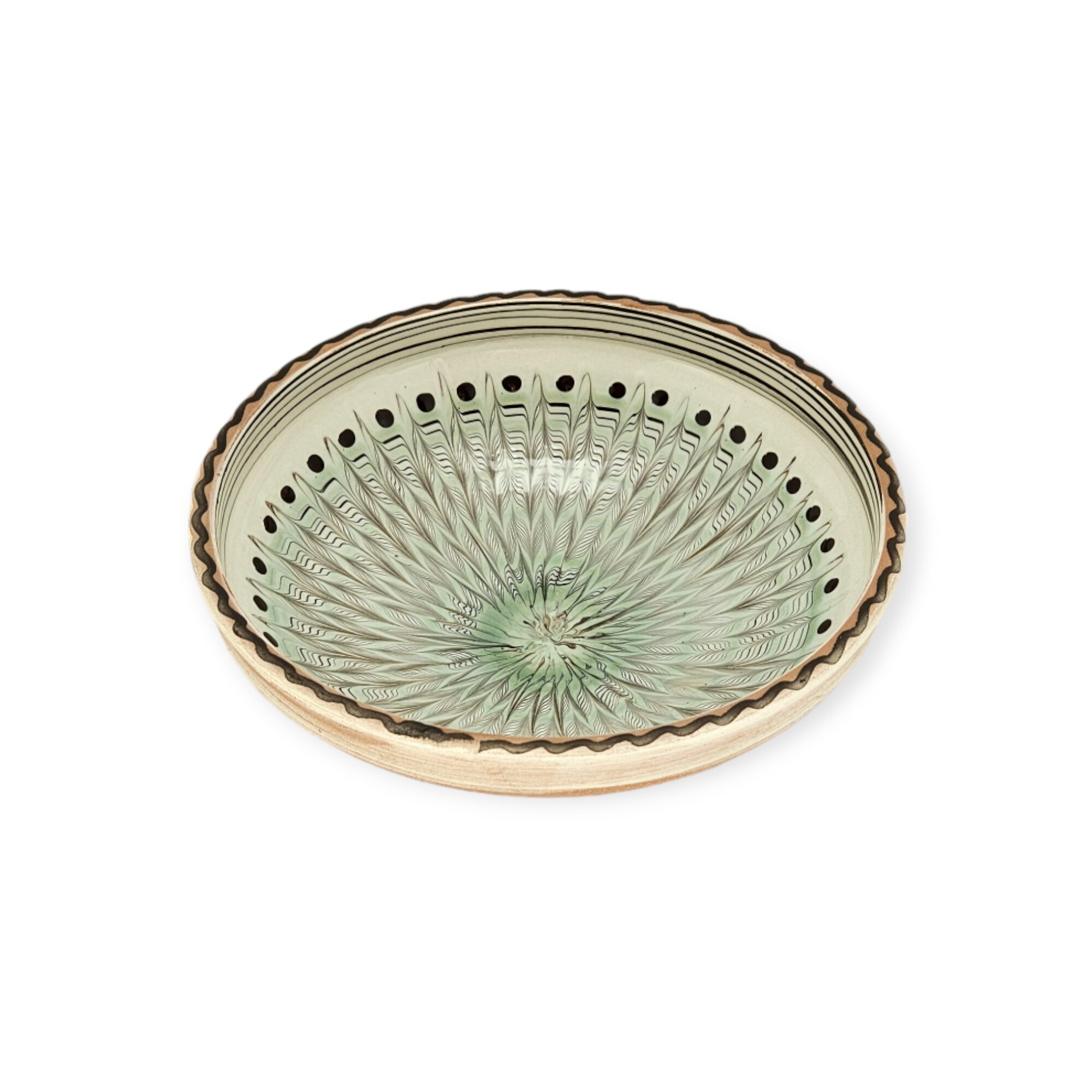 Strachina Traditionala CERAMICA DE HOREZU 19-22 cm model Spic culoare Verde